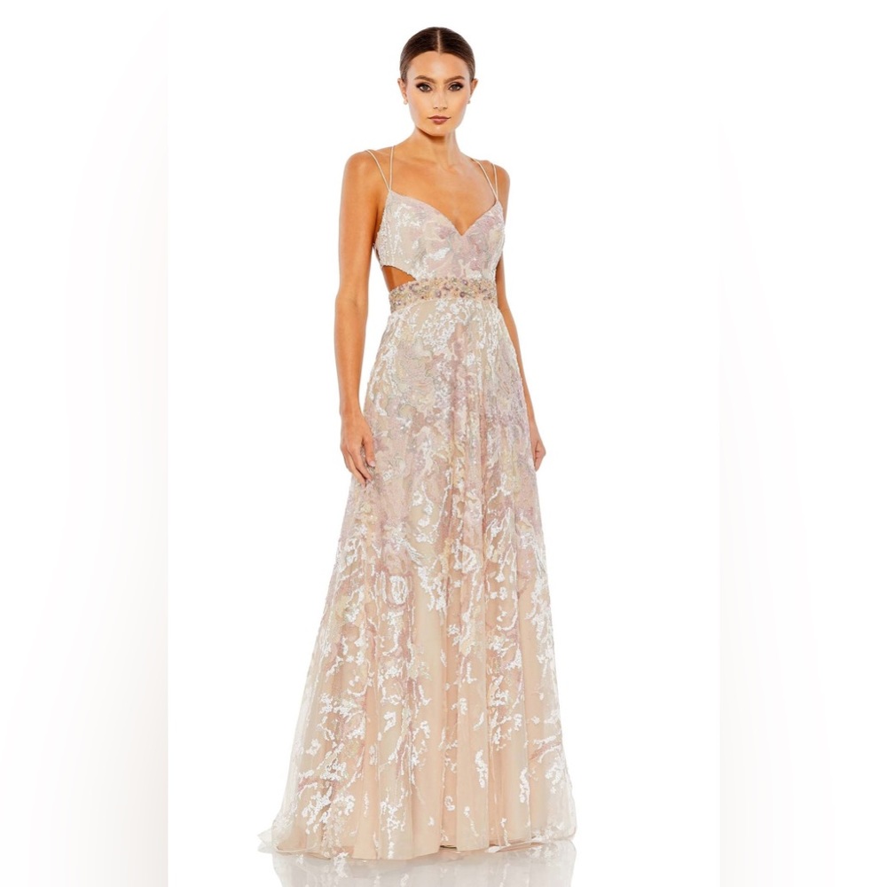 Mac Duggal V-neck A Line Gown Oyster Size 0